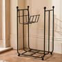 Tall Black Log Storage Rack With Basket, thumbnail 2 of 2