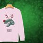 Rudolphasaurus Rex Dinosaur Personalised Kids Christmas Jumper Sweatshirt, thumbnail 2 of 12