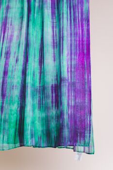 100% Mulberry Silk Scarf, Emerald Green And Purple, 6 of 7