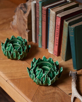 A Pair Of Ceramic Artichoke Candle Stick Holders, 2 of 5