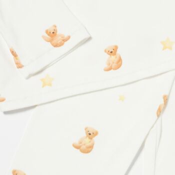 Baby And Children's White Teddy Print Pyjamas, 5 of 5