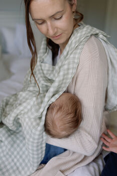 Gingham Sage Large Swaddle Muslin, 3 of 10
