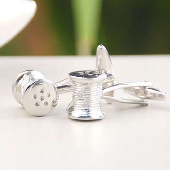 Personalised Second Anniversary Cotton Reel Cufflinks, 2 of 7