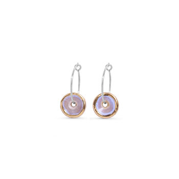 Ceramic, Glass And Gold Pale Pink Sterling Silver Hoop Earrings, 3 of 6