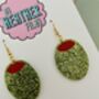 Olive Glitter Resin Earrings, thumbnail 2 of 4