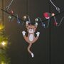 Cat Hanging From Fairy Lights Christmas Decoration, thumbnail 2 of 2