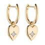 9ct Gold Gypsy Set Diamond Heart Huggie Earrings, thumbnail 4 of 4