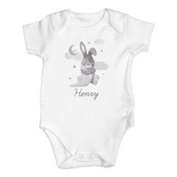 Personalised Cute Baby Bunny Babygrow, 2 of 3