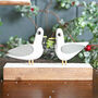Seagulls With Mistletoe On Block Christmas Decoration, thumbnail 1 of 2