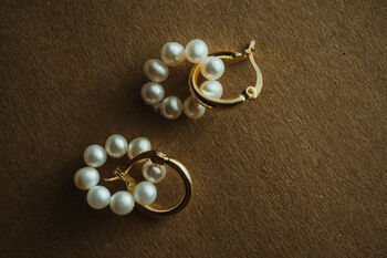 'Alitaptap' Hoop Pearl Drop Earrings, 6 of 12