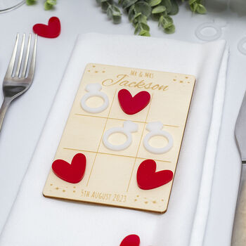 Hearts And Rings Wedding Favour Tic Tac Toe Game, 2 of 4