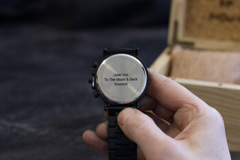 London Personalised Wood And Steel Watch For Him, 3 of 12