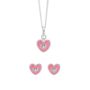 Sterling Silver Pink Enamel Cz Heart Jewellery Set, thumbnail 1 of 6