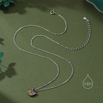 Sterling Silver Schrodinger's Cat Double Sided Pendant Necklace, 2 of 12