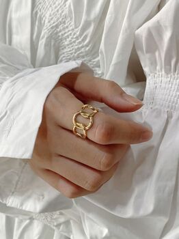 14 K Gold Plated Silver Chain Link Ring, 4 of 6