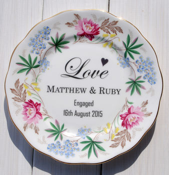 Personalised 'Love' Engagement Vintage China Plate, 2 of 5