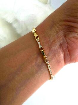 Adjustable Box Clasp Cz Tennis Bracelet In Gold, Rose Gold And Silver Plated, Gift For Her, 7 of 11