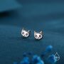Cute Cat Skull Stud Earrings In Sterling Silver, thumbnail 2 of 11