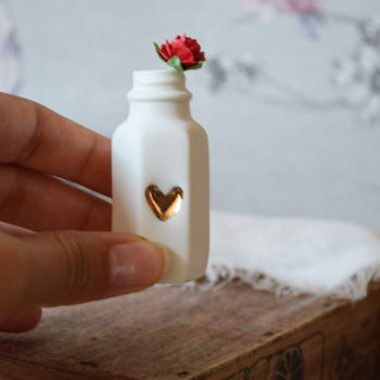 Porcelain Bottle With A Gold Heart And Red Rose, 5 of 12