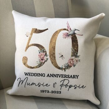 Personalised Golden Wedding Anniversary Cushion, 5 of 5