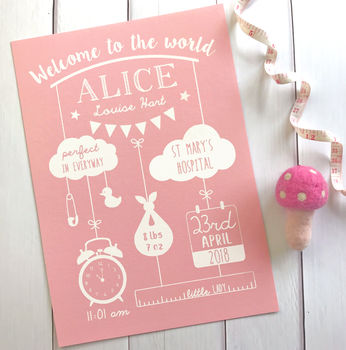 Personalised New Baby Birth Print, 3 of 6