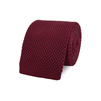 Men's Knitted Bow Tie In Wine Red | Perfect Wedding Neck Tie For Groomsmen | Gents Woven Tie, 5 of 12