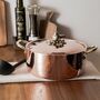Hammered Copper Casserole With Brass Lid, 2500 Ml Tin Lined Inside, thumbnail 3 of 6