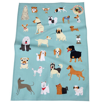 Dog Illustrations Colourful Kitchen Tea Towel, 5 of 6