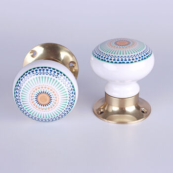 G Decor Positive Energy Aura Set Of Handcrafted Ceramic Porcelain Mortice Door Handles, Internal Turning Knobs For Room Doors, 5 of 5