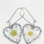 Heart Earrings With Daisy Flowers And Silver Beads, thumbnail 3 of 10