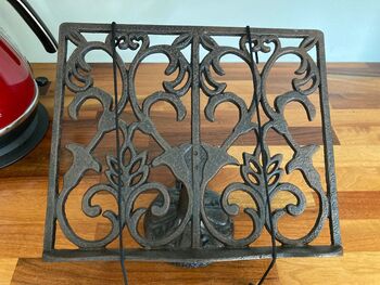 Brown Cast Iron Cook Book Holder Kitchen Recipe Stand, 5 of 6