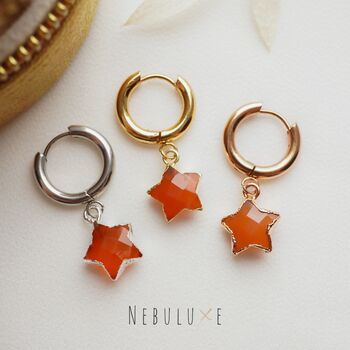 Carnelian Star Hoop Earrings, 4 of 10