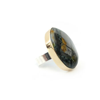 Wavelite Gemstone Ring Set In 9ct Gold And Silver, 3 of 5
