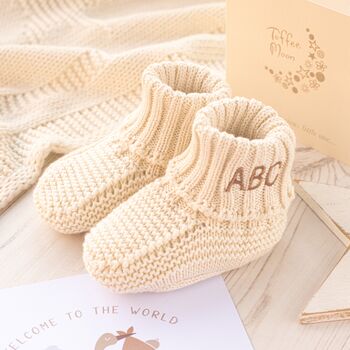 Luxury Cotton Personalised Baby Booties With Name, 2 of 12