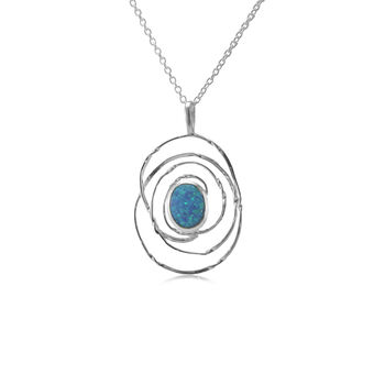 Oval Spiral Blue Opal Pendant, 3 of 4