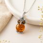 Personalised Sterling Silver Baltic Amber Owl Necklace, thumbnail 1 of 9