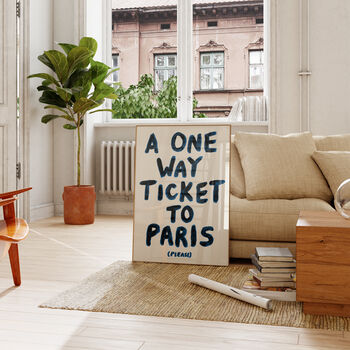 A One Way Ticket To Paris Hand Painted Print, 7 of 9