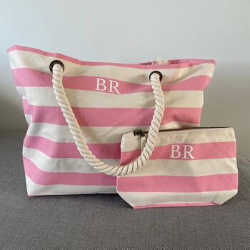 Personalised Rope Canvas Large Tote Beach Shoulder Bag, 7 of 9