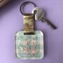 Personalised Teal Gingham Print Glitter Keyring, thumbnail 3 of 7