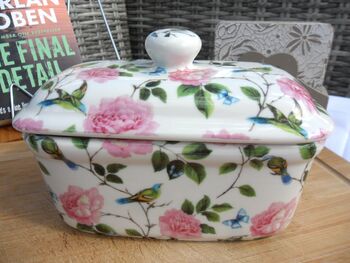 Lidded Butterdish In Exotic Bird Of Paradise Design, 8 of 12