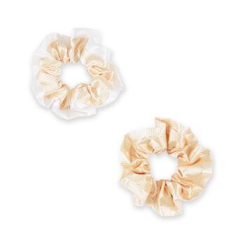 Silver Cloud Satin Frilly Scrunchies Buttercup Collection, 2 of 4