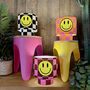 Smiley Face Pink Orange Check Portable Glow Lamp, thumbnail 6 of 6
