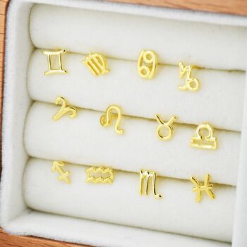 Sterling Silver Pair Of Zodiac Stud Earrings, 3 of 12