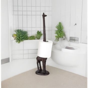 Stainless Steel Giraffe Kitchen Towel And Toilet Roll Stand, 4 of 5