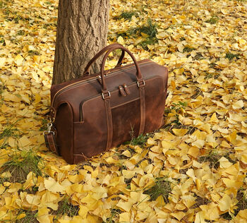 Genuine Leather Duffel With Zip Pocket, 6 of 12