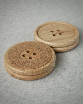 Wooden Oak Button Drink Coaster, 6 of 8