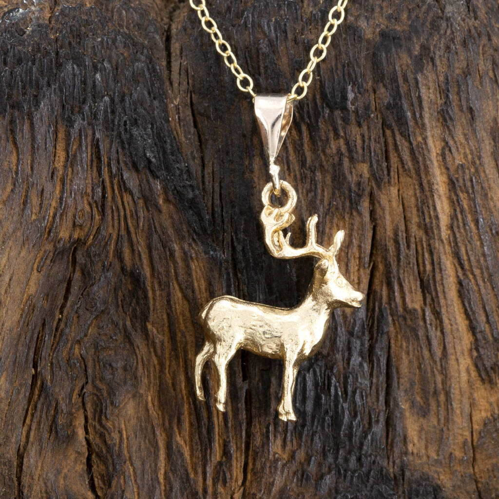 Solid 9ct Gold Stag Pendant/Necklace By Simon Kemp Jewellers ...