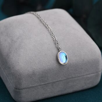 Oval Moonstone Pendant Necklace In Sterling Silver, 6 of 11