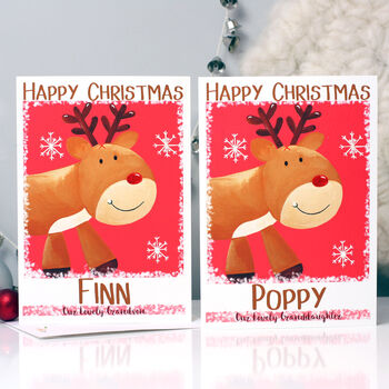 Grandchildren Christmas Card Reindeer Or Santa, 6 of 11