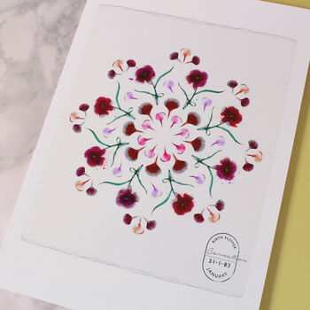 Birth Flower Mandala Personalised Print, 7 of 12